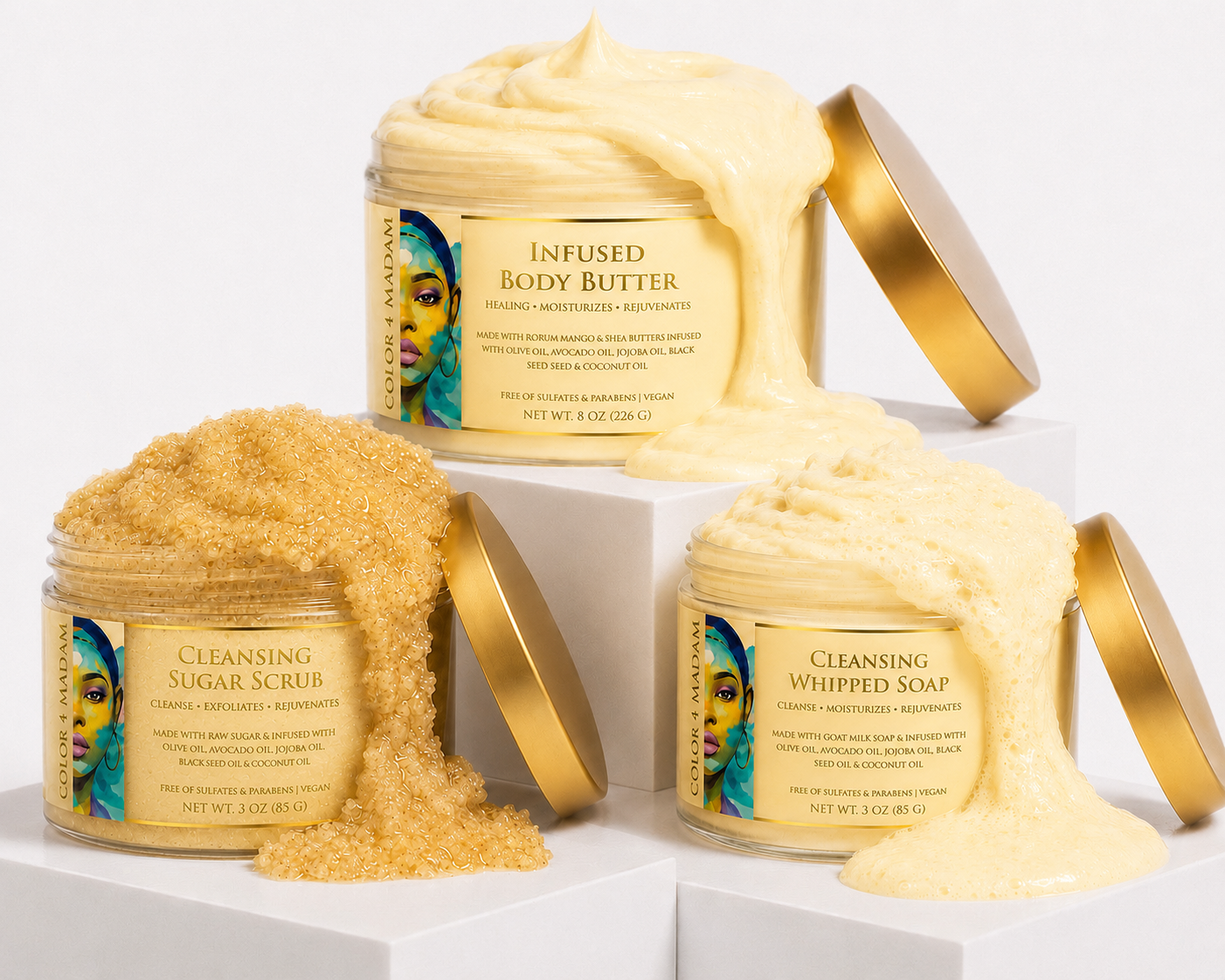 3 oz Luxury Discovery Collection | Body Butter, Sugar Scrub, Whipped Soap & Fragrance Sample